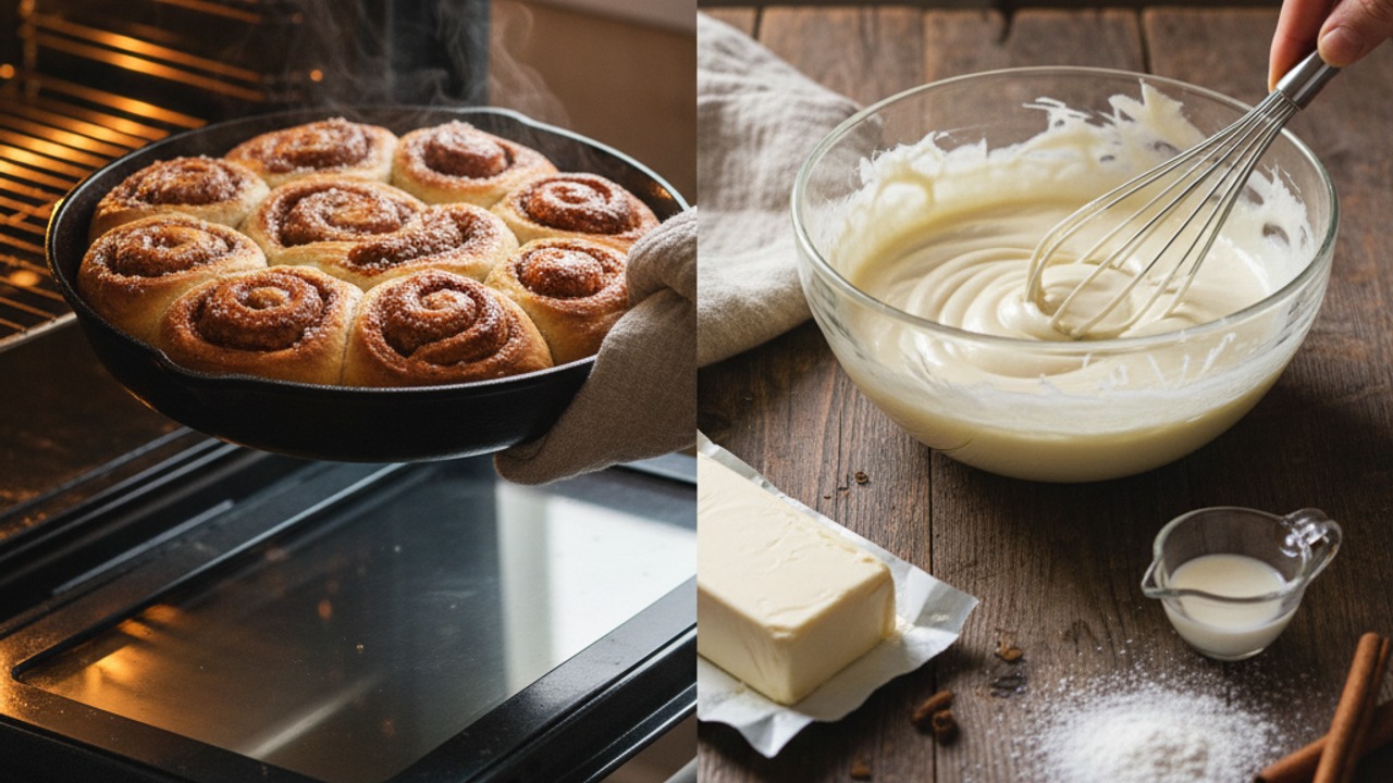 Bake and prepare the cream cheese glaze