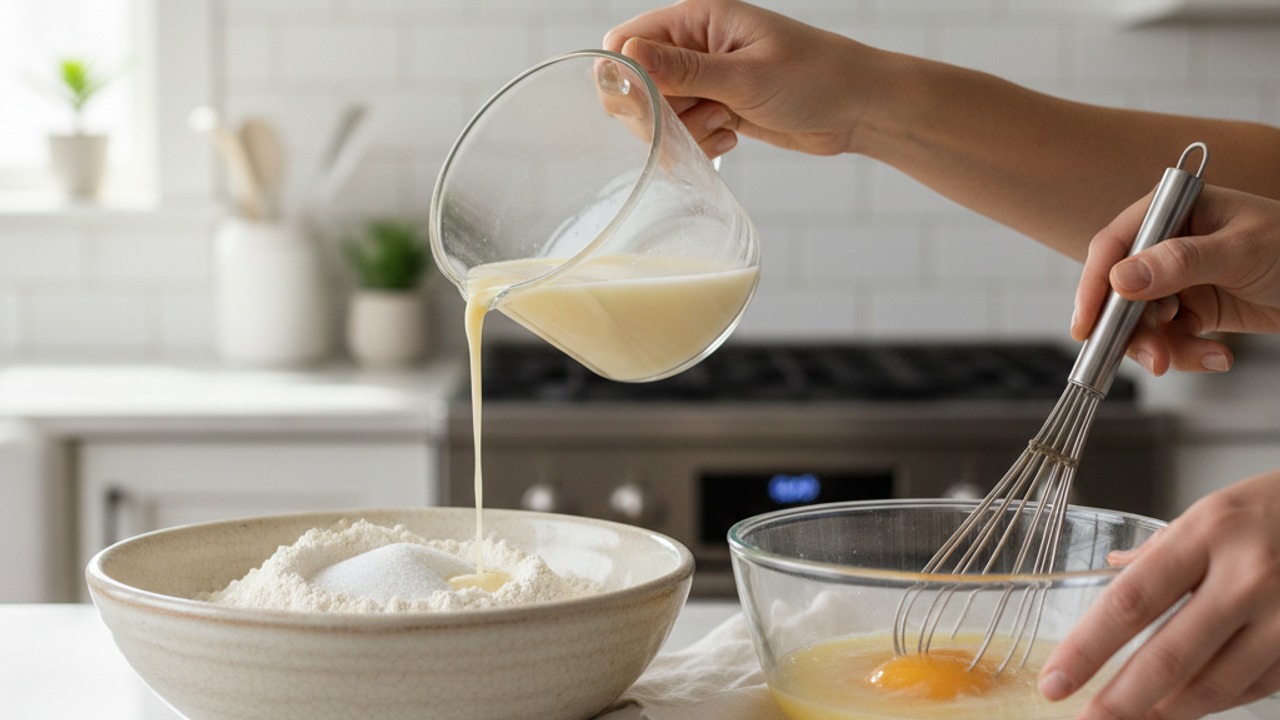 Combine wet and dry for the batter