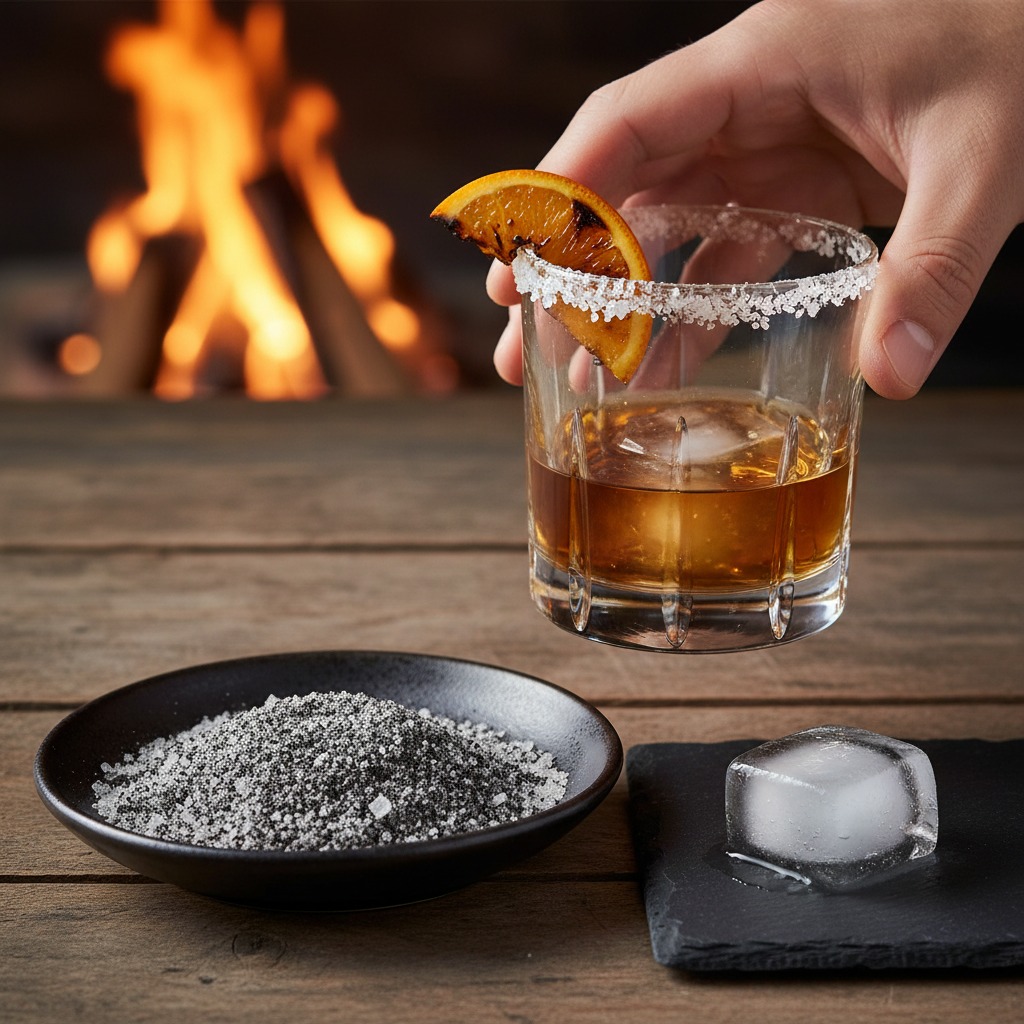 Prepare the wood-ash & salt rim and the ice