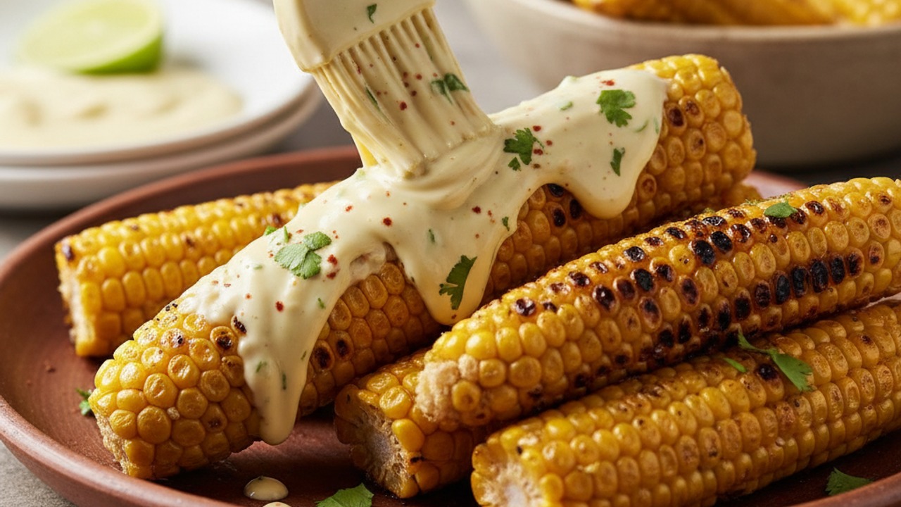 Coat the hot corn ribs