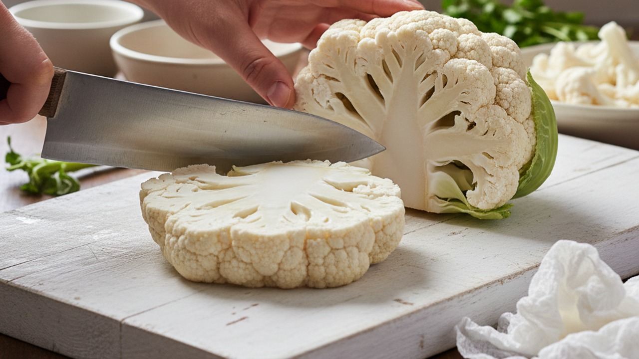 Slice cauliflower into steaks