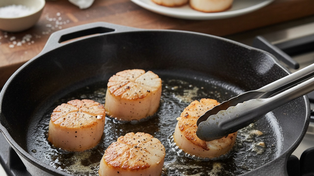 Sear the scallops