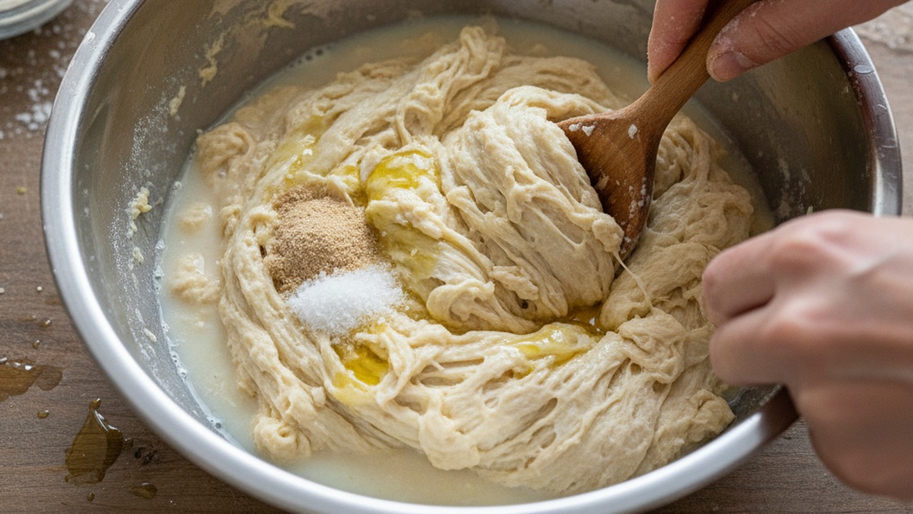 Mix the high-hydration dough