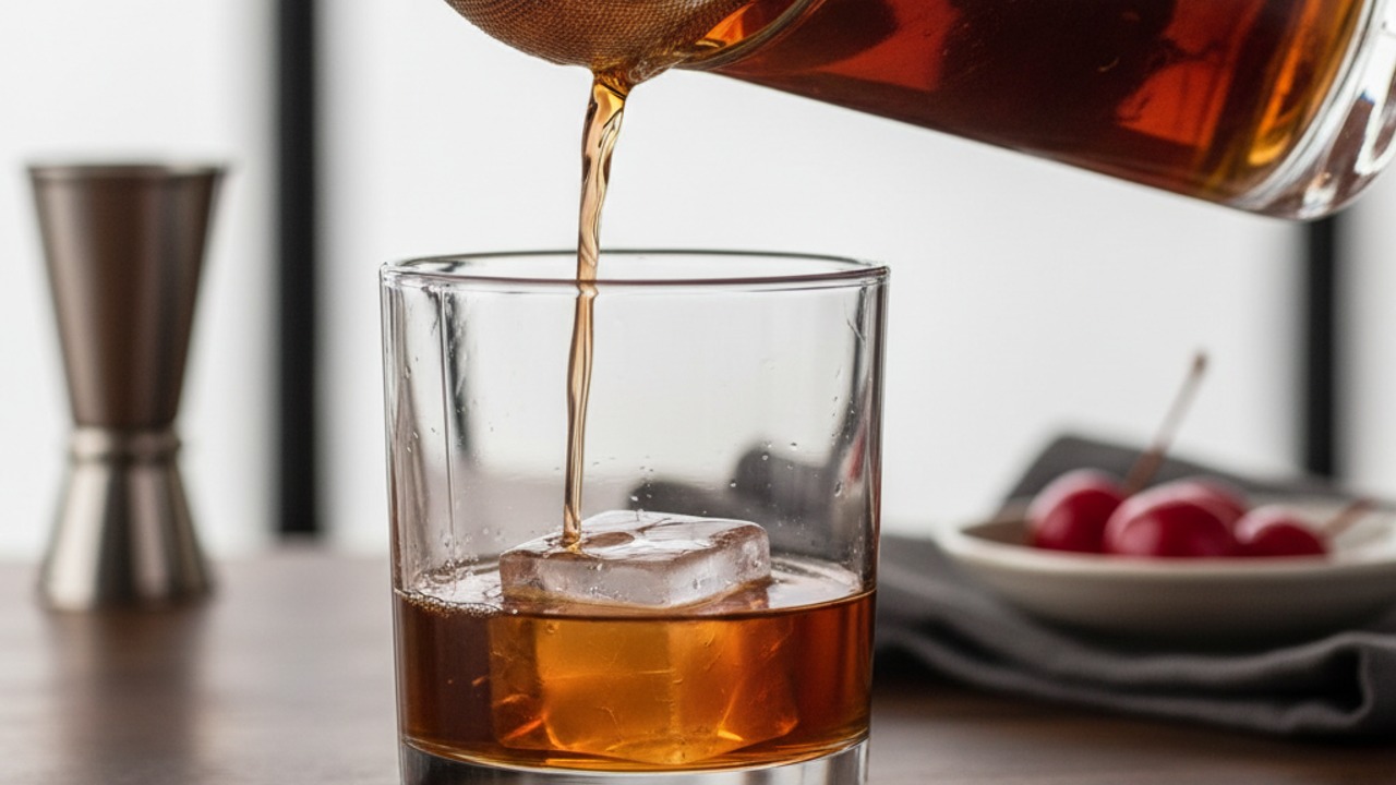 Strain into serving glass