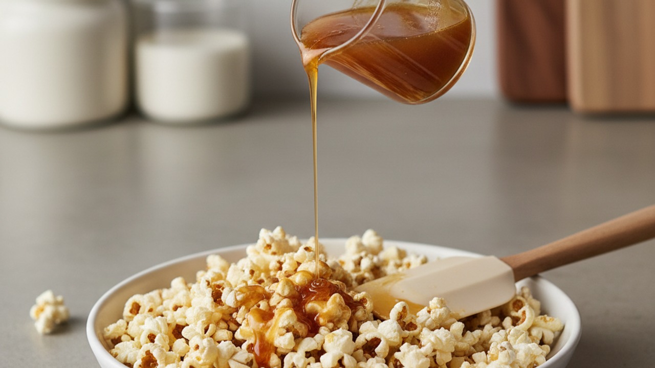 Coat the popcorn