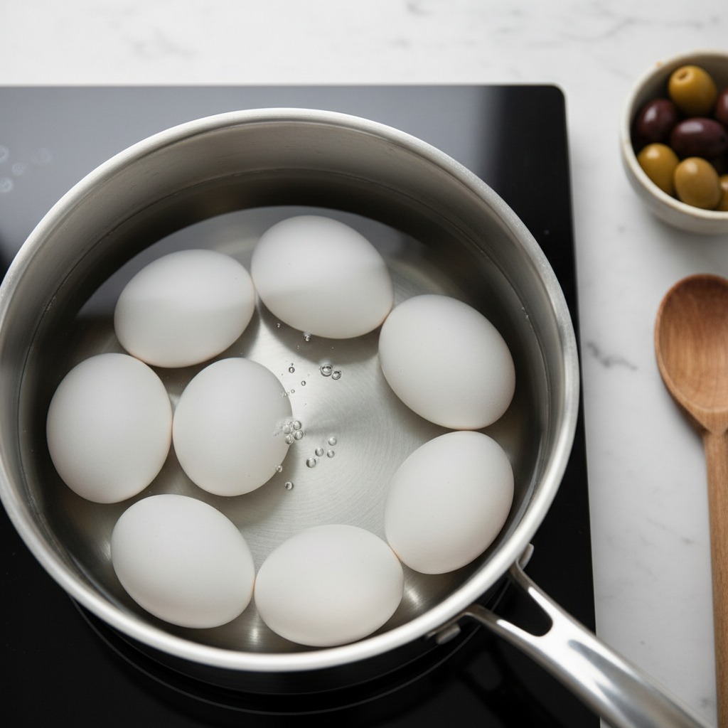 Hard-boil the eggs