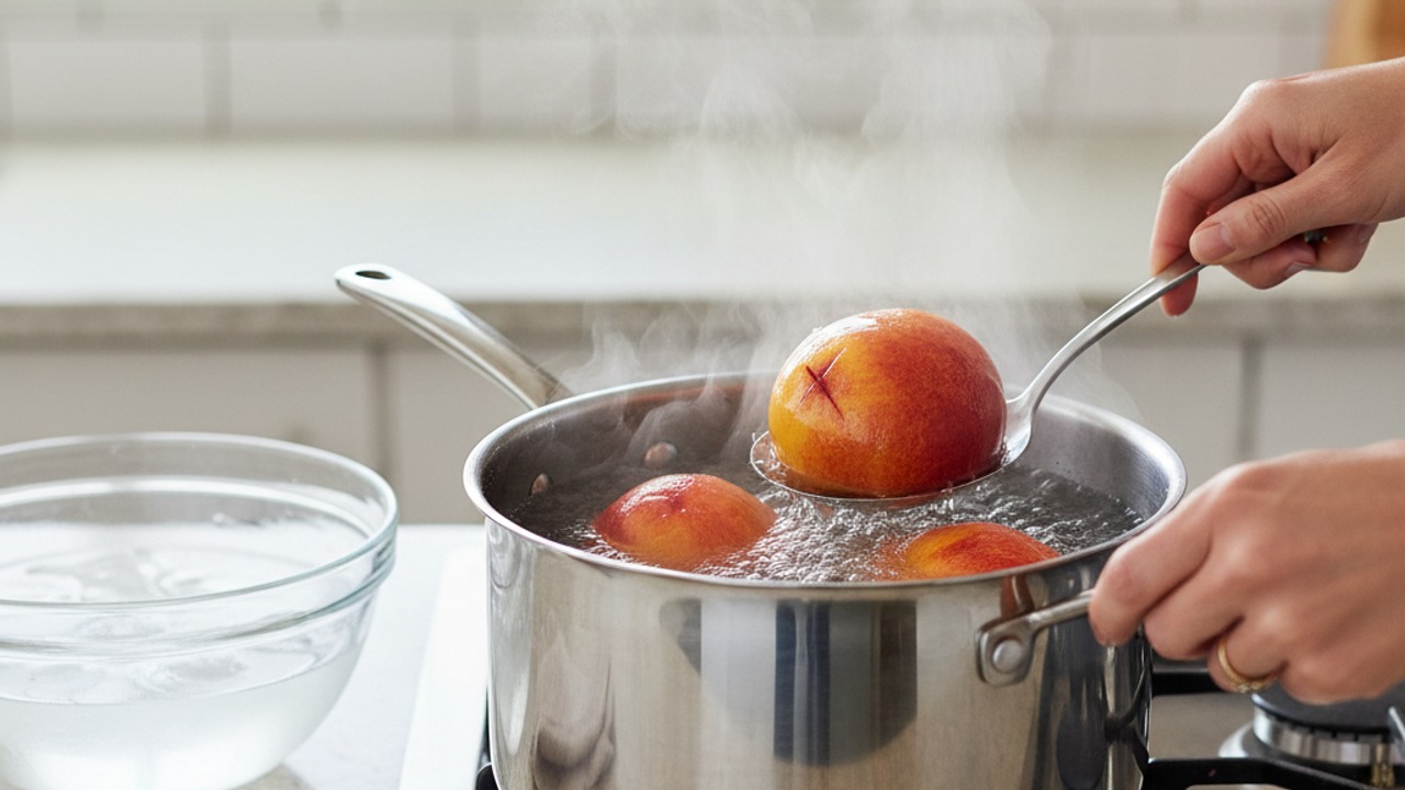 Prepare the peaches