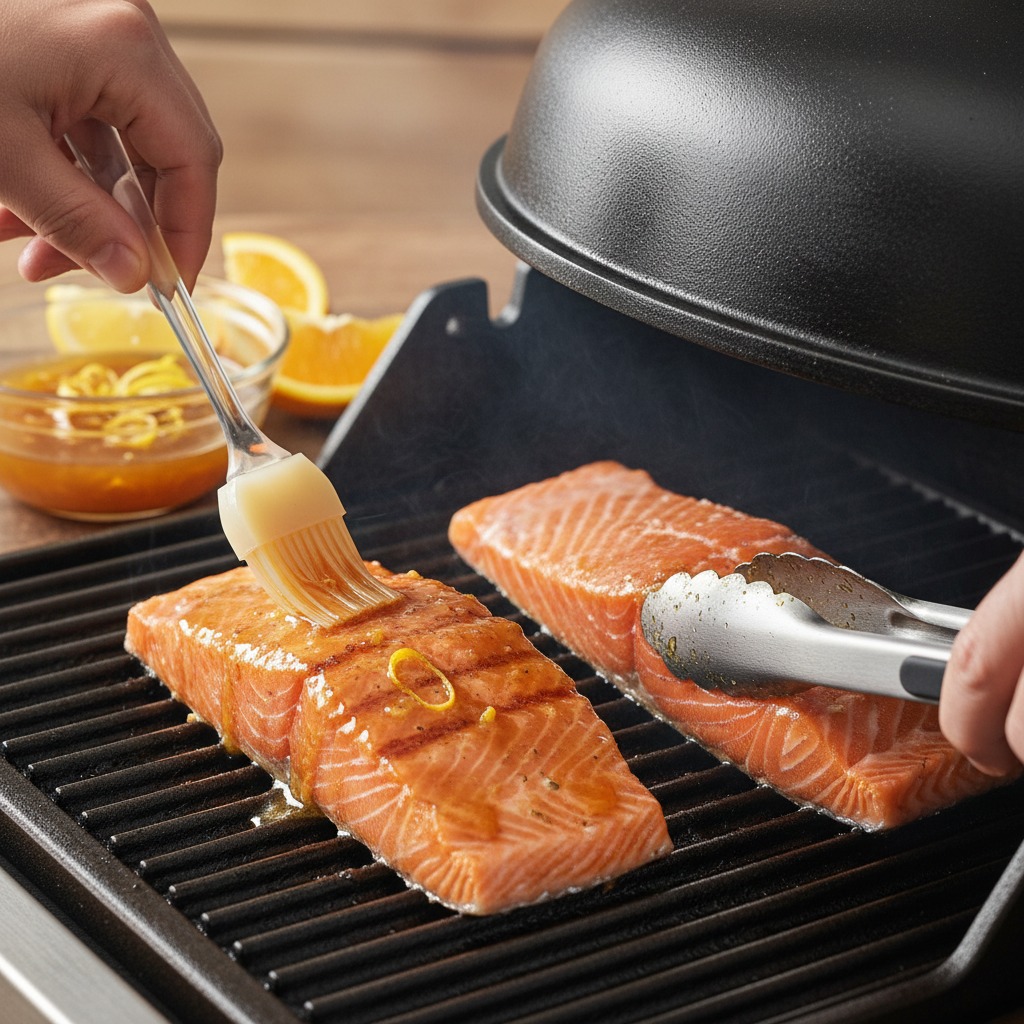 Flip, glaze and finish cooking
