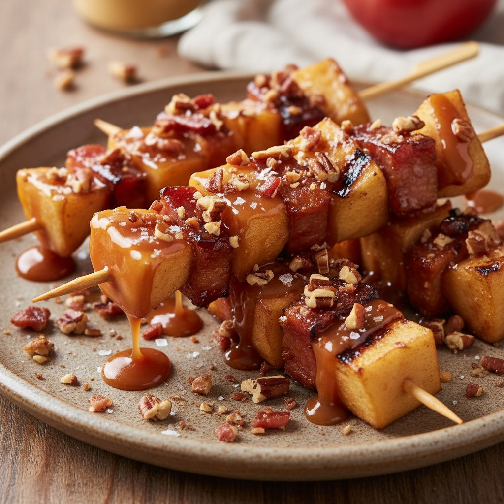 Assemble, finish with bacon and pecans