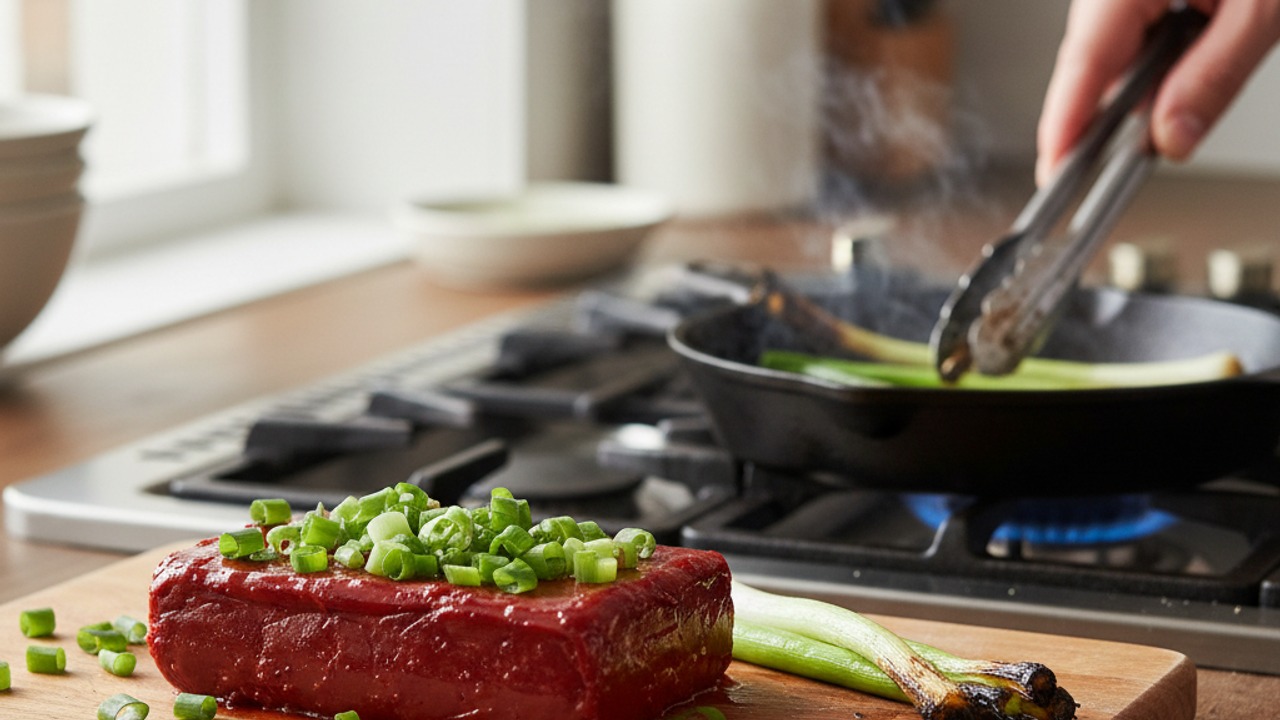 Char and prep scallions