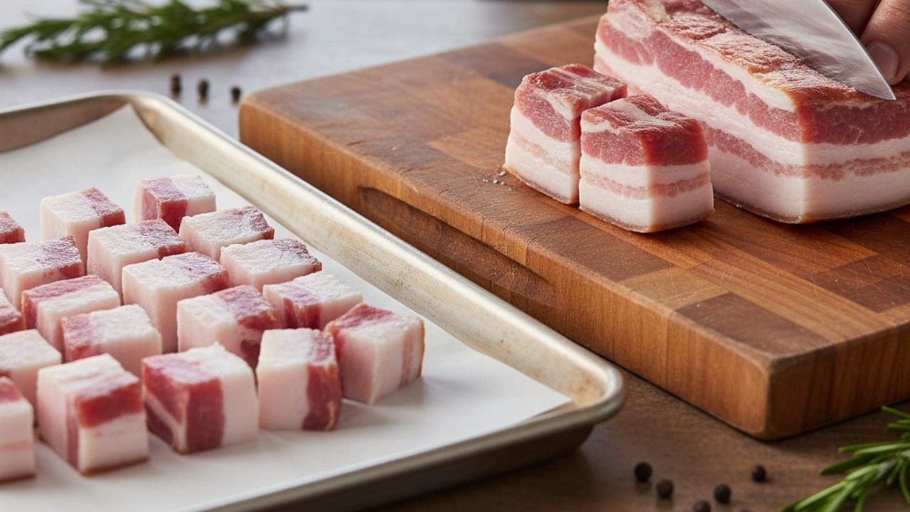 Cube the bacon