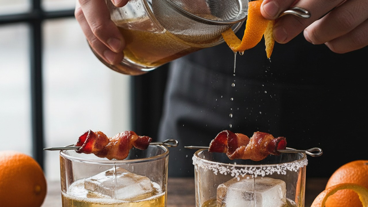 Strain and garnish