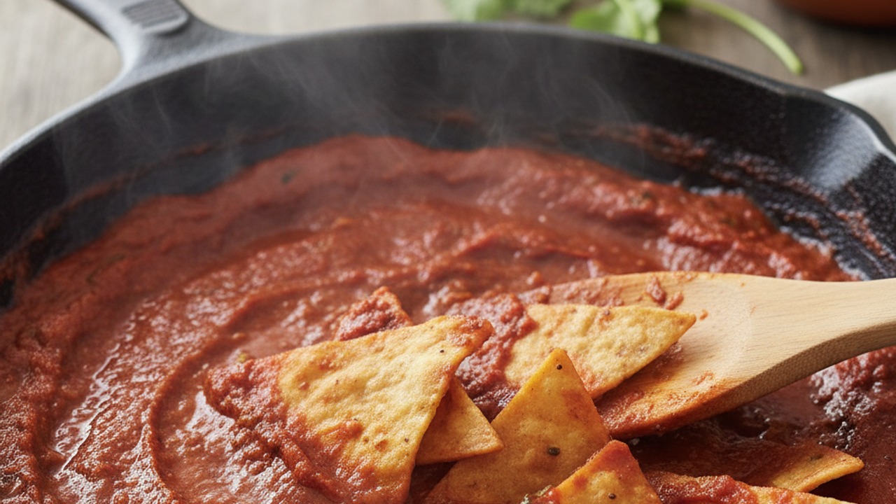 Simmer chips in the salsa