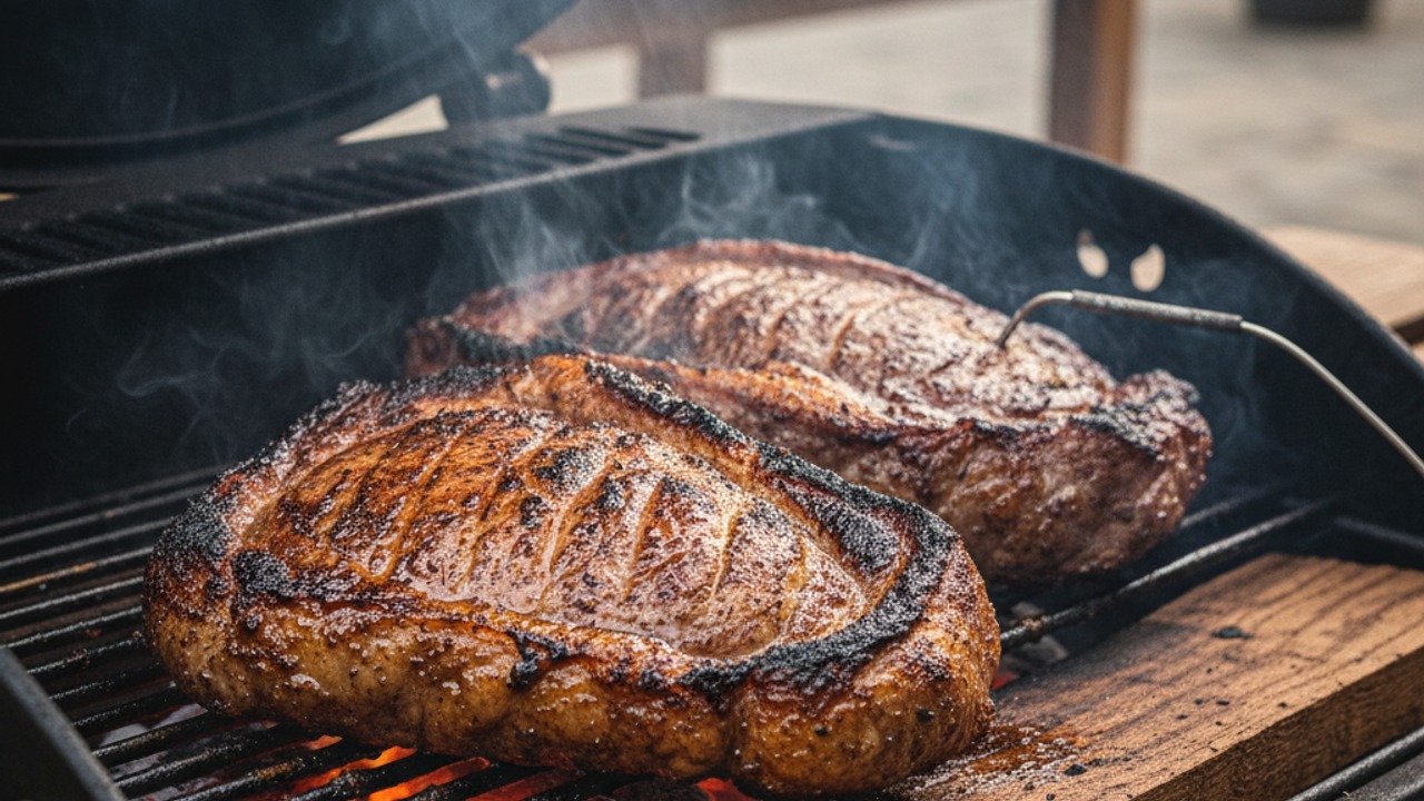Sear, then finish over indirect heat until internal temp