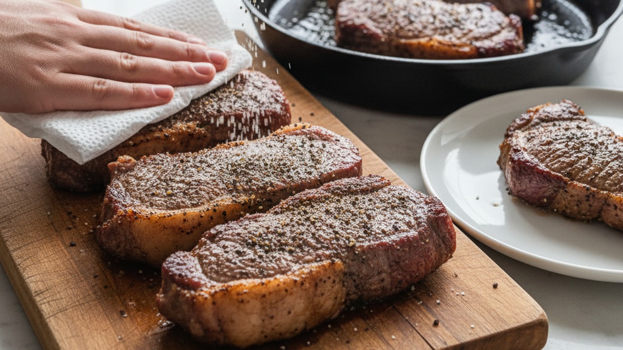 Season and sear the short ribs