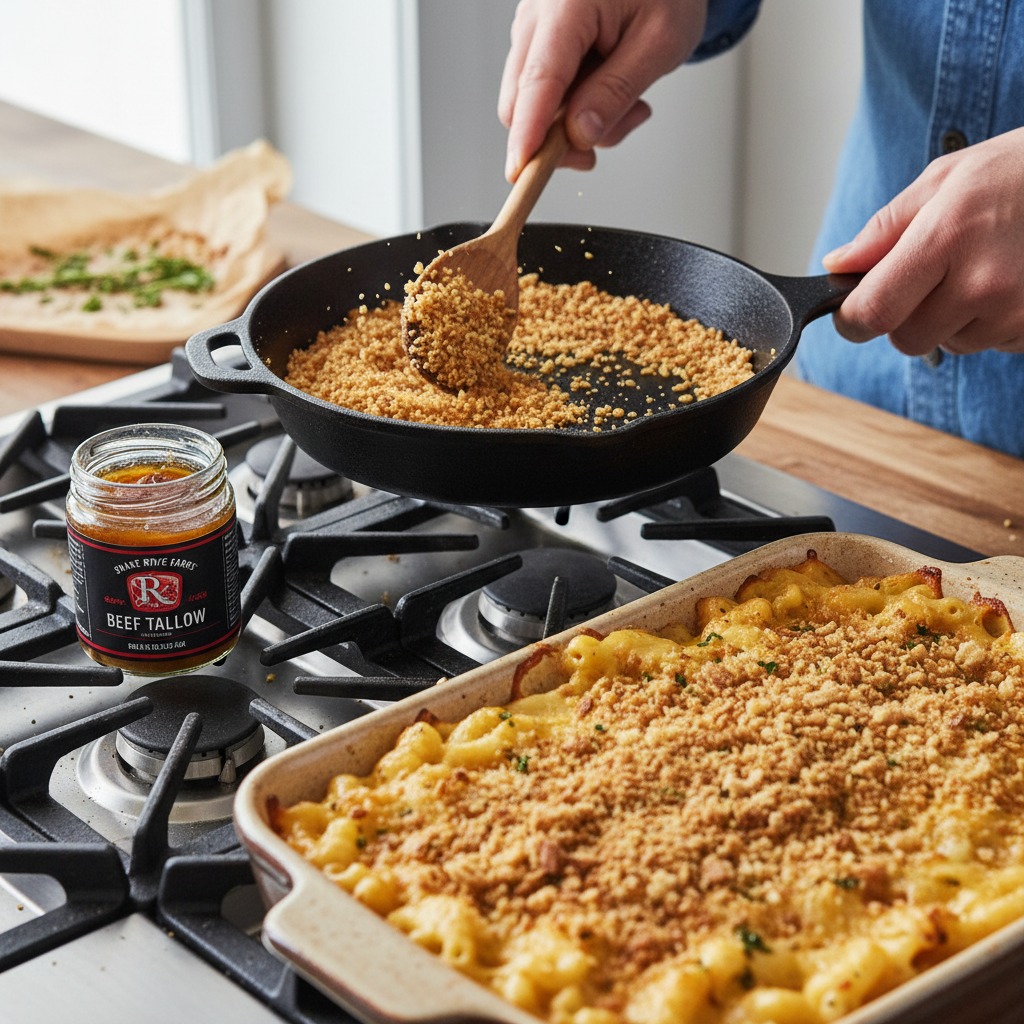 Make crispy tallow breadcrumbs
