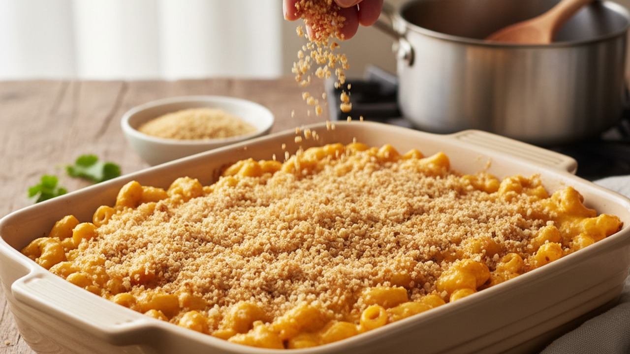 Assemble and prepare breadcrumb topping