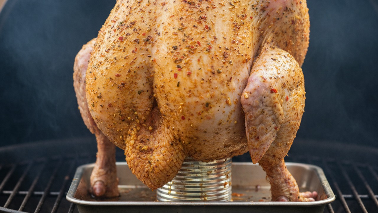 Mount the turkey and roast upright
