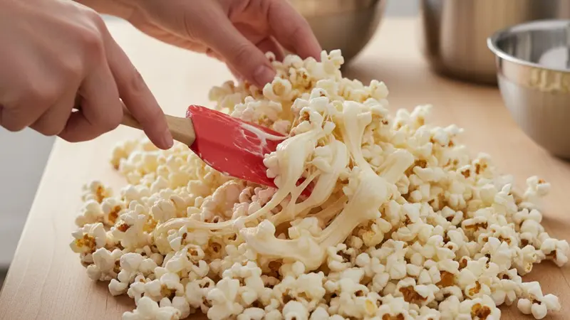 Coat the popcorn