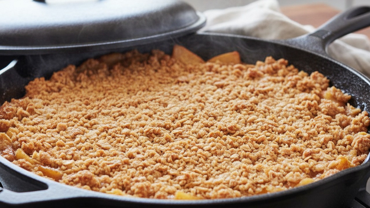 Top apples and finish on the stovetop