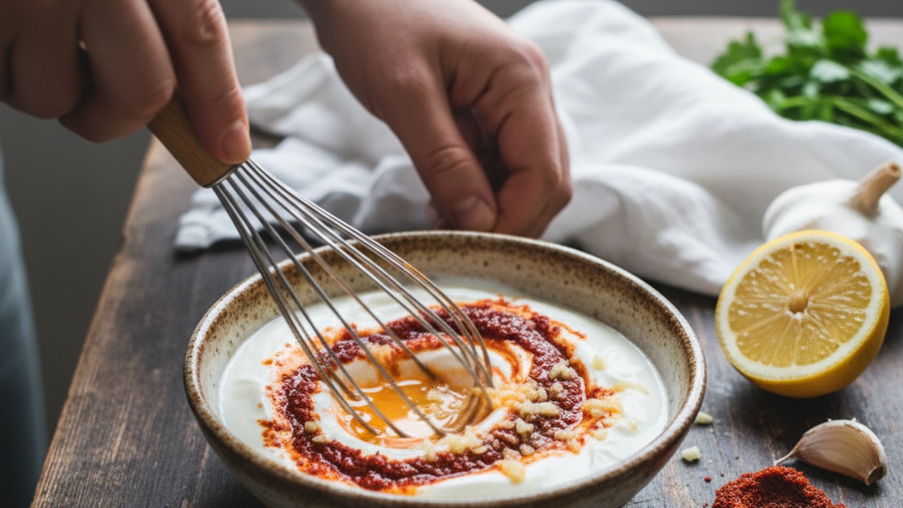 Make the harissa yogurt