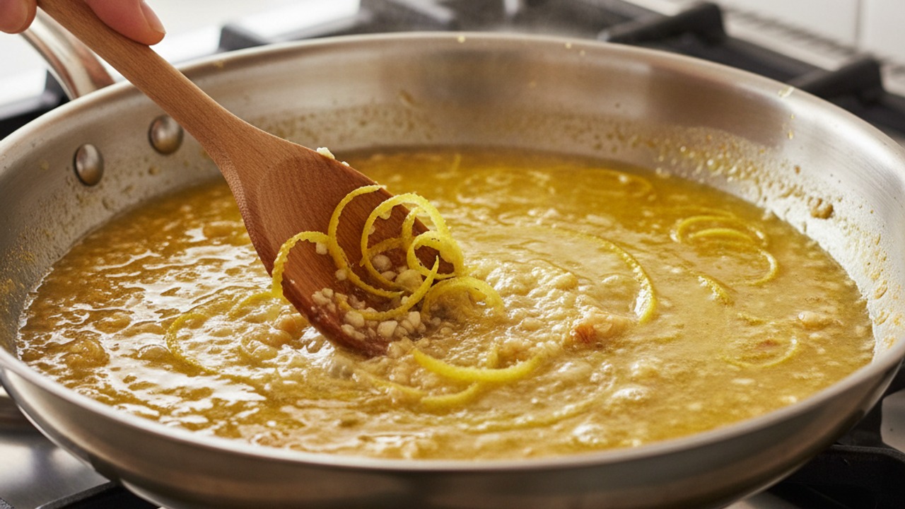 Make the garlic-lemon butter sauce