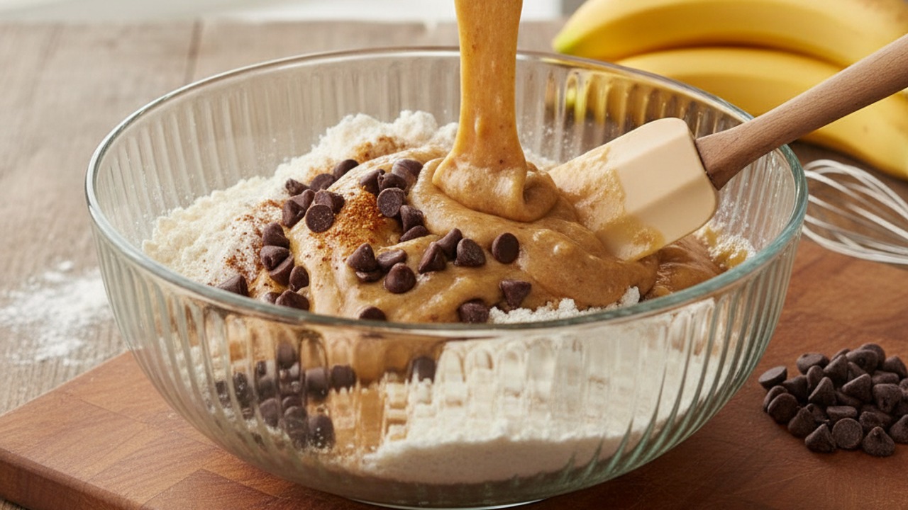 Combine and fold in chocolate chips