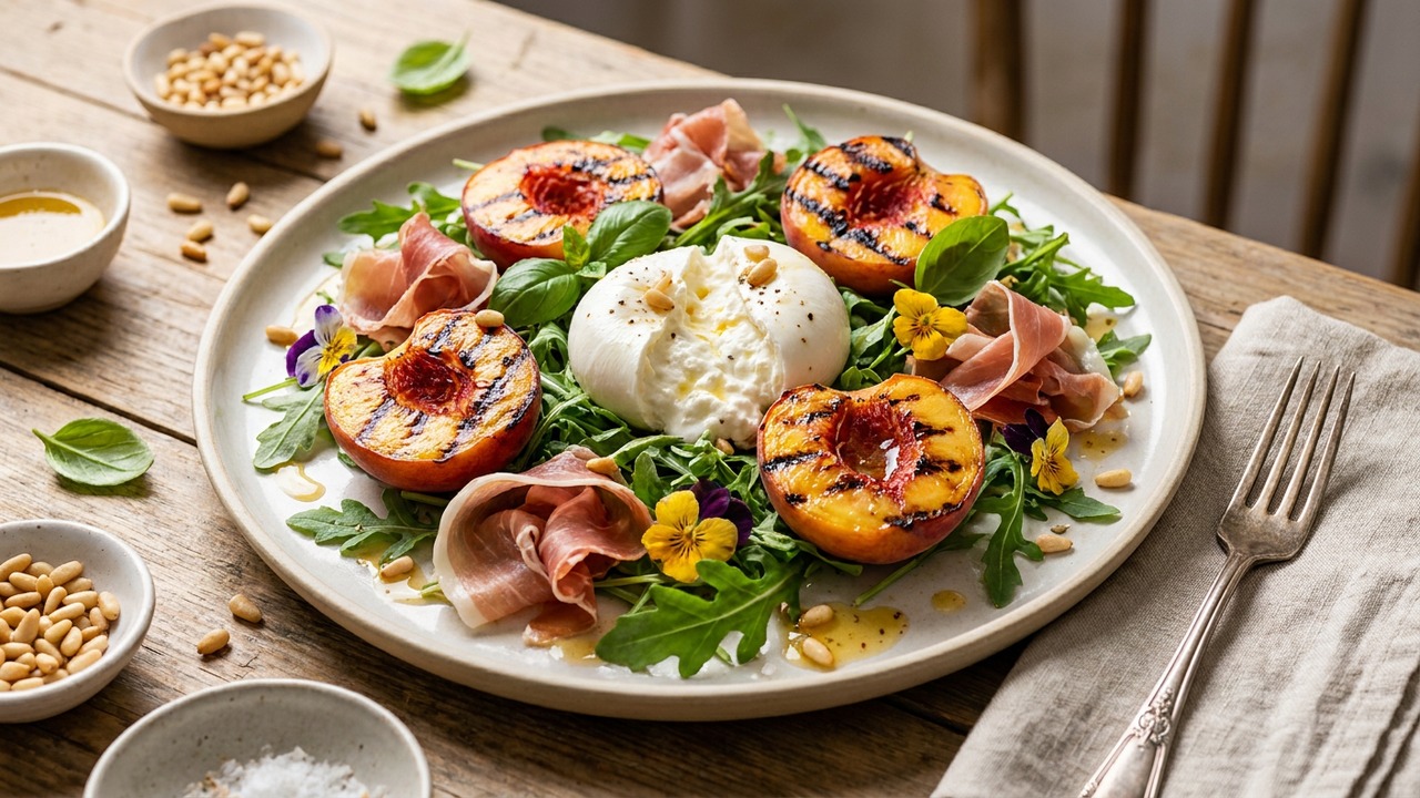 Grilled Peach Burrata Salad