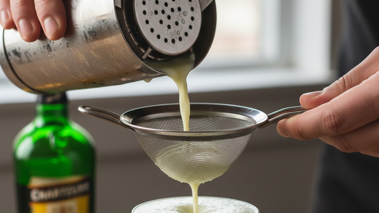 Double strain into chilled glass
