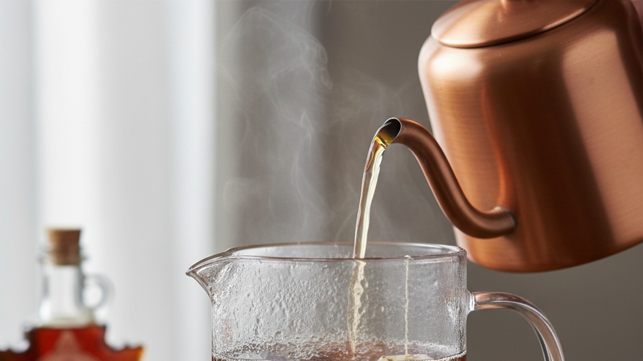 Steep smoked tea in hot water