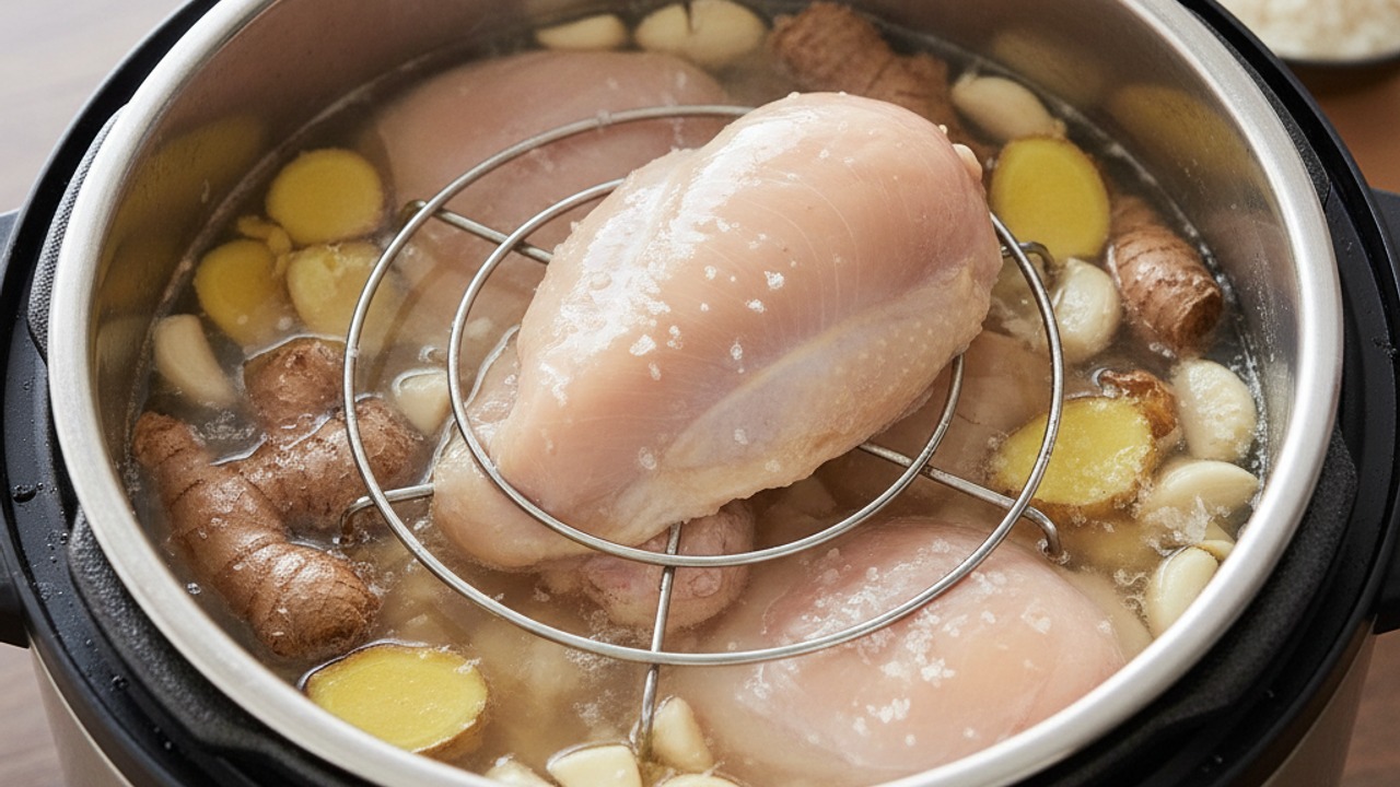 Poach the chicken in the Instant Pot