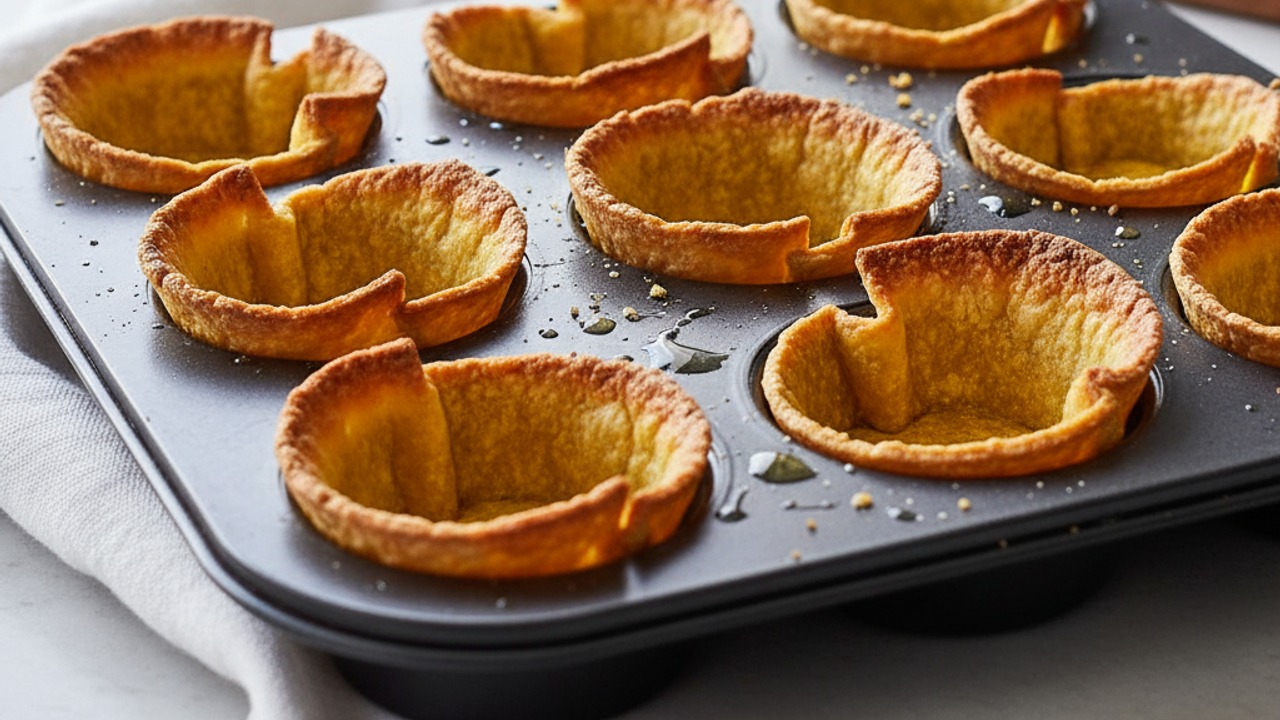 Form and crisp the corn cups