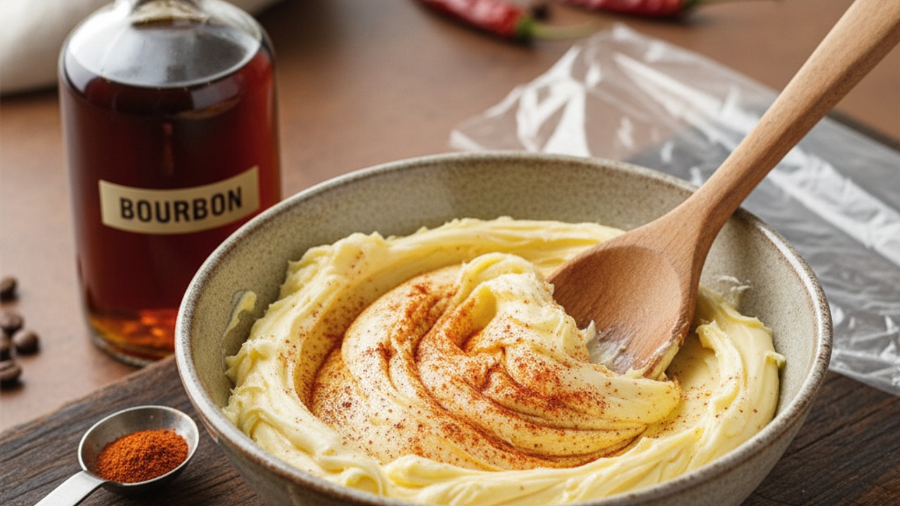 Make the smoky bourbon compound butter