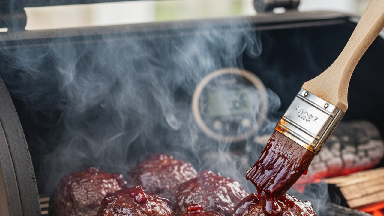 Smoke and baste with glaze