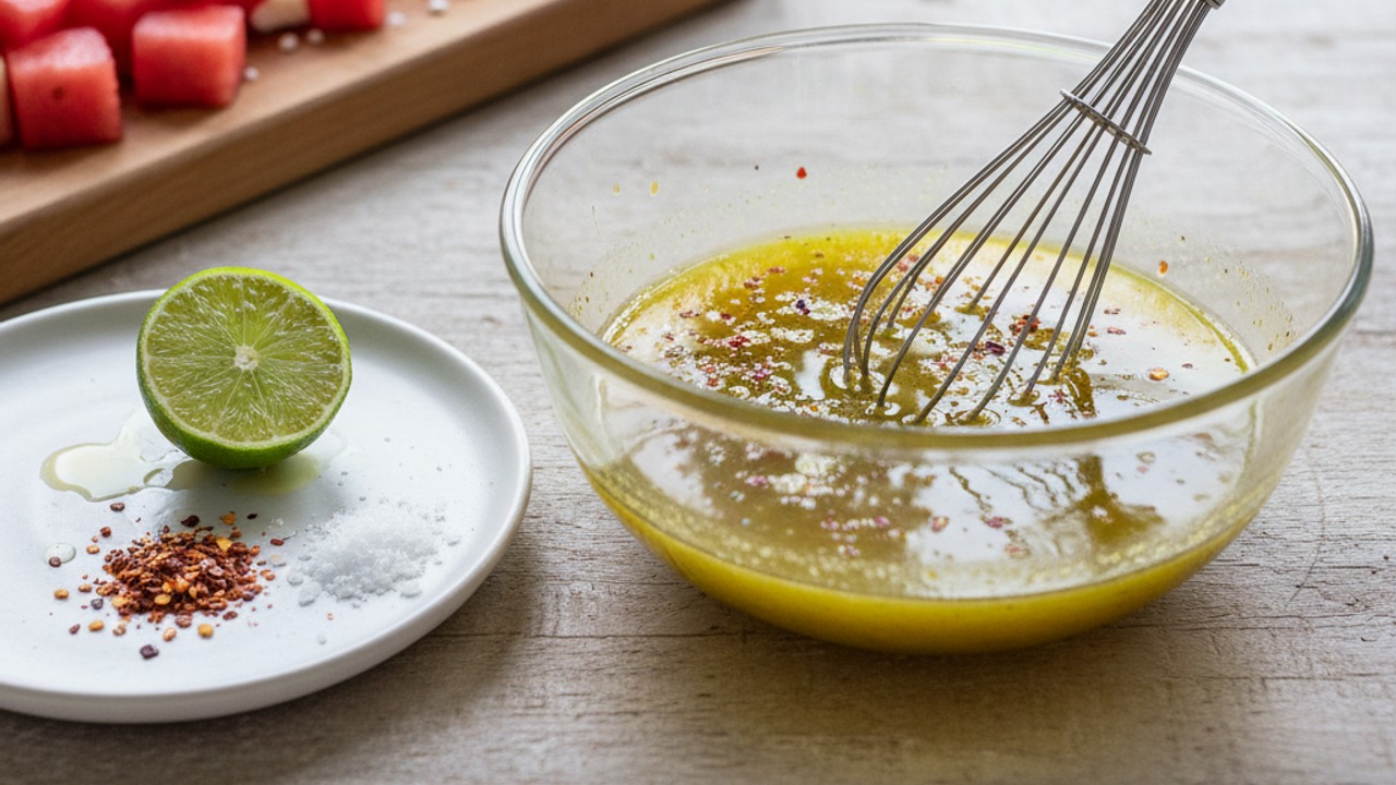 Make the lime–chili dressing