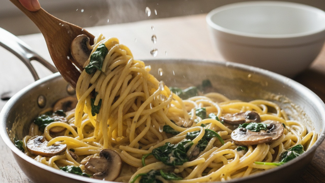 Toss pasta with sauce