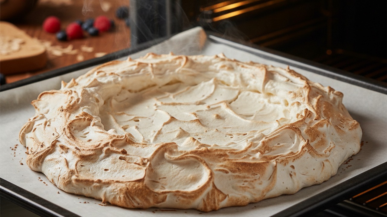 Shape and bake the pavlova