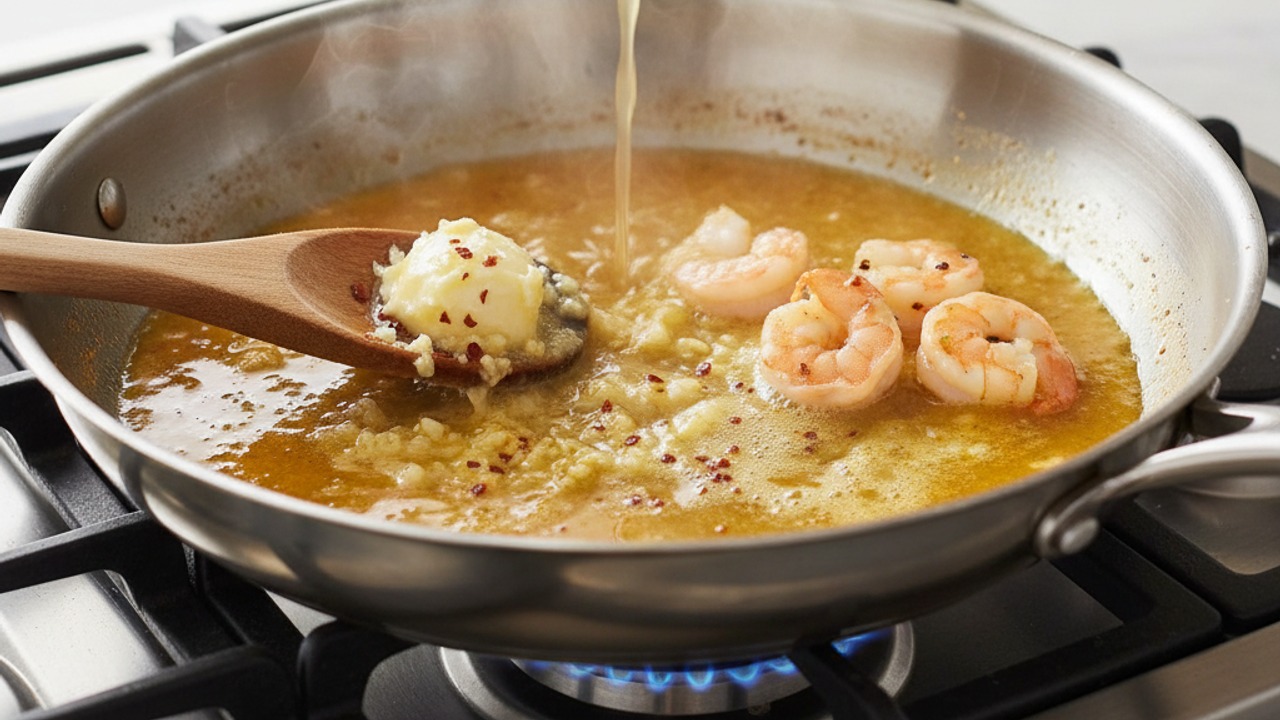 Build the scampi sauce