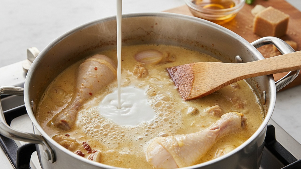 Simmer in coconut broth