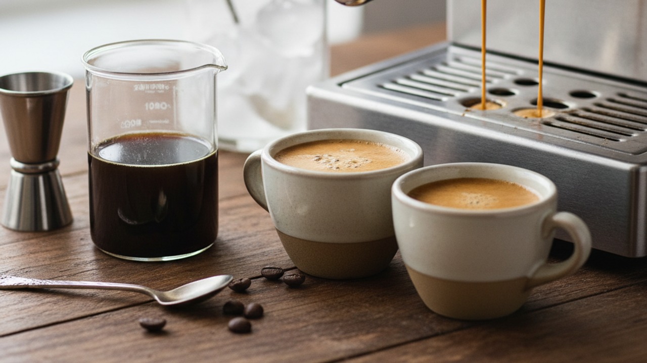 Brew and cool the espresso