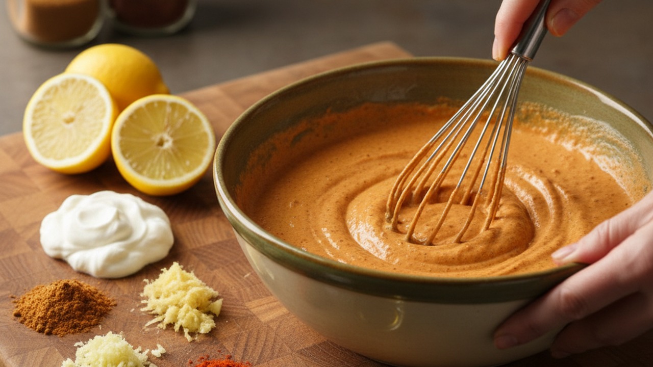Make the tandoori yogurt marinade