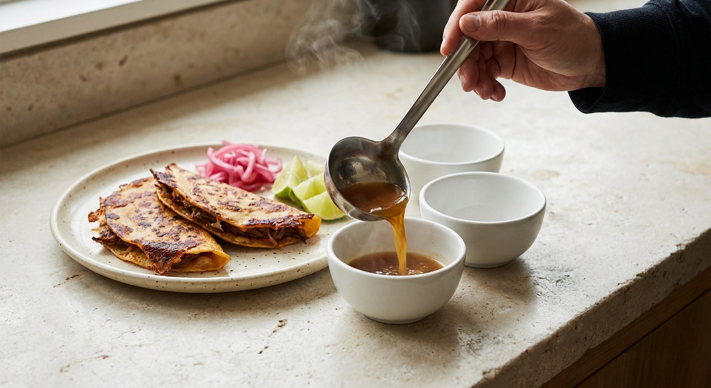 Serve with charred-lime consommé for dunking