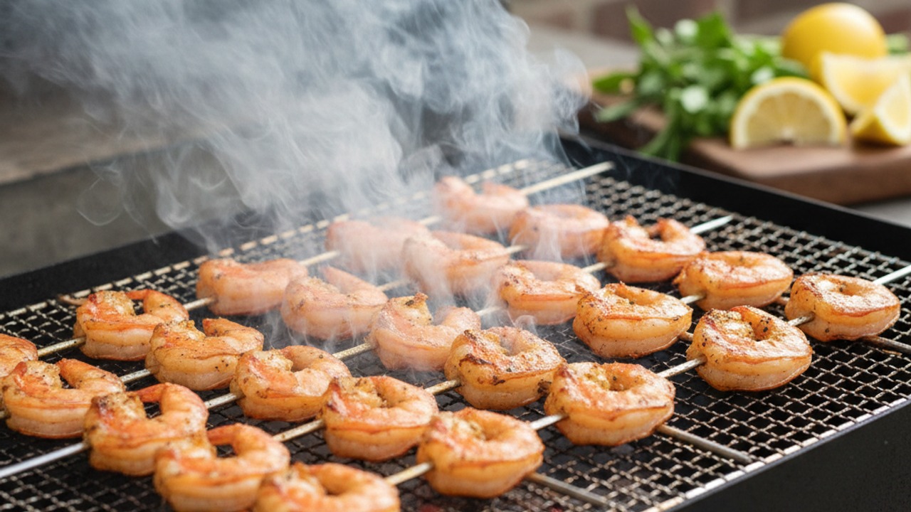 Smoke the shrimp
