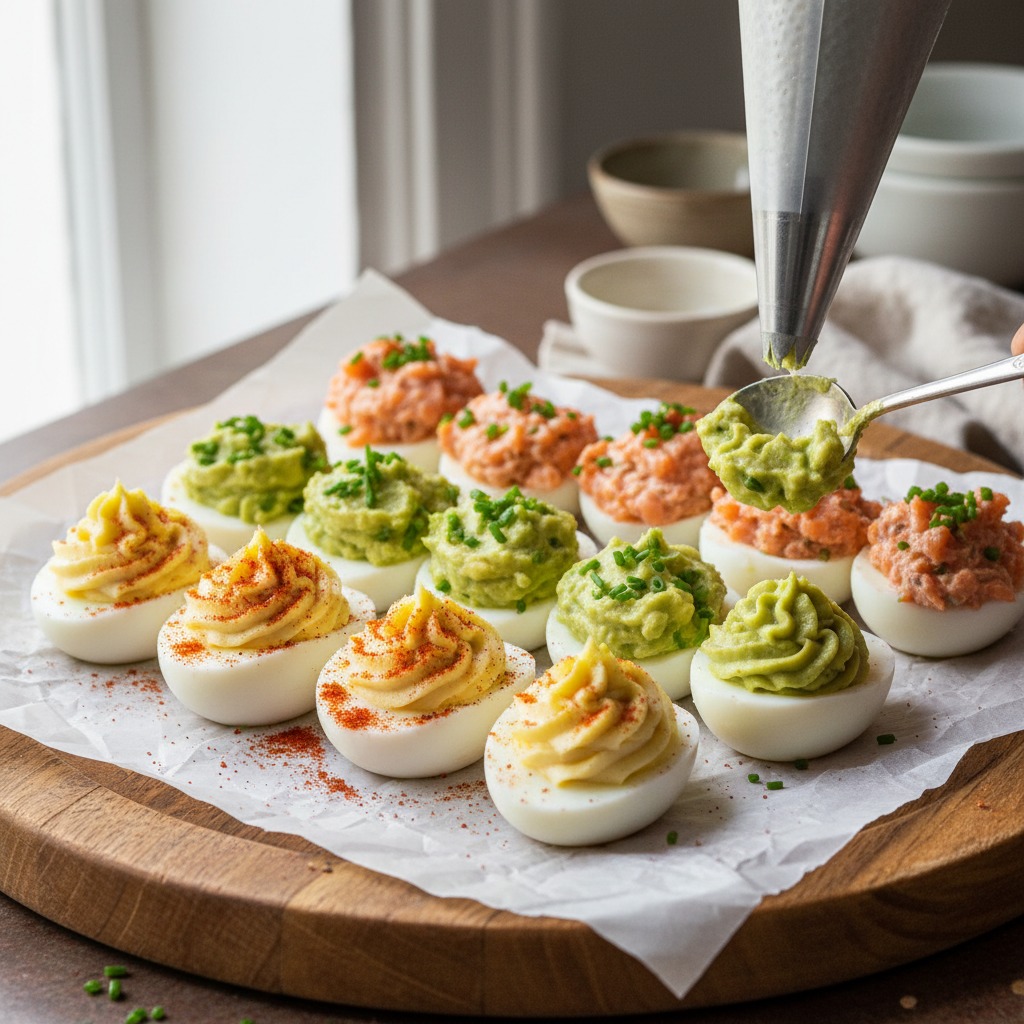 Fill and garnish the whites