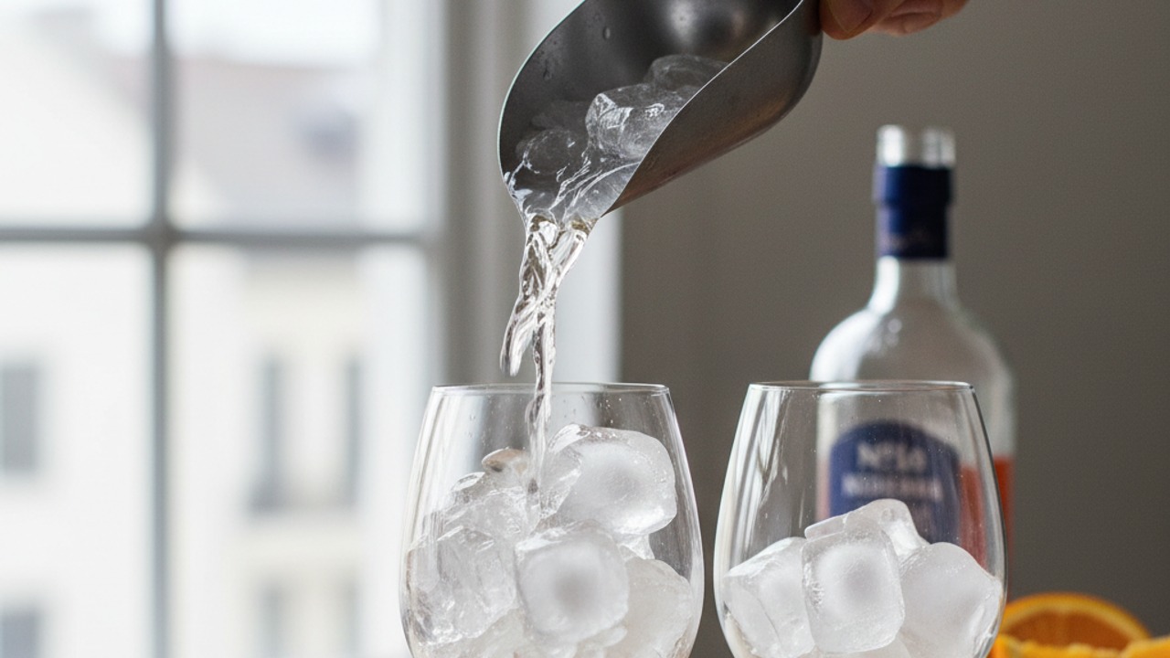Fill glasses with ice