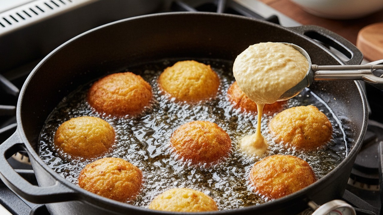 Fry in batches
