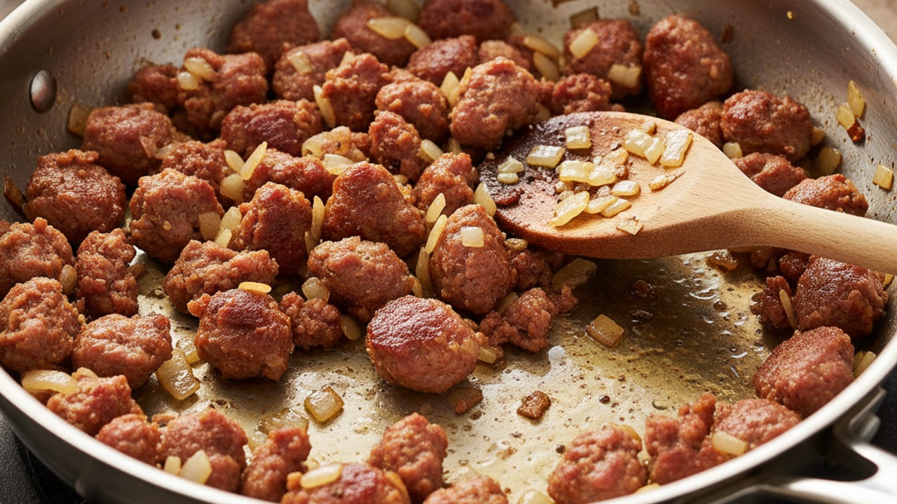 Brown the sausage and aromatics
