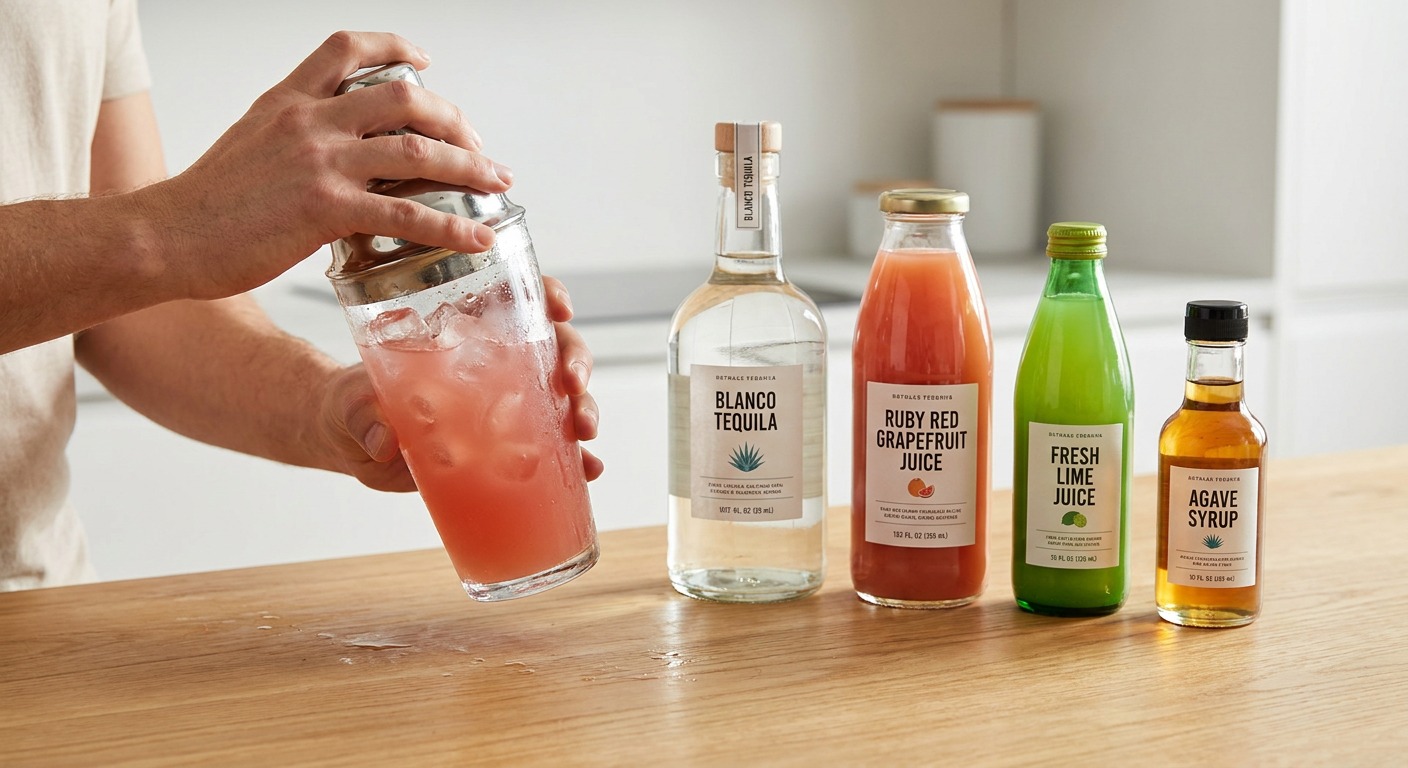 Shake tequila, juices, and sweetener