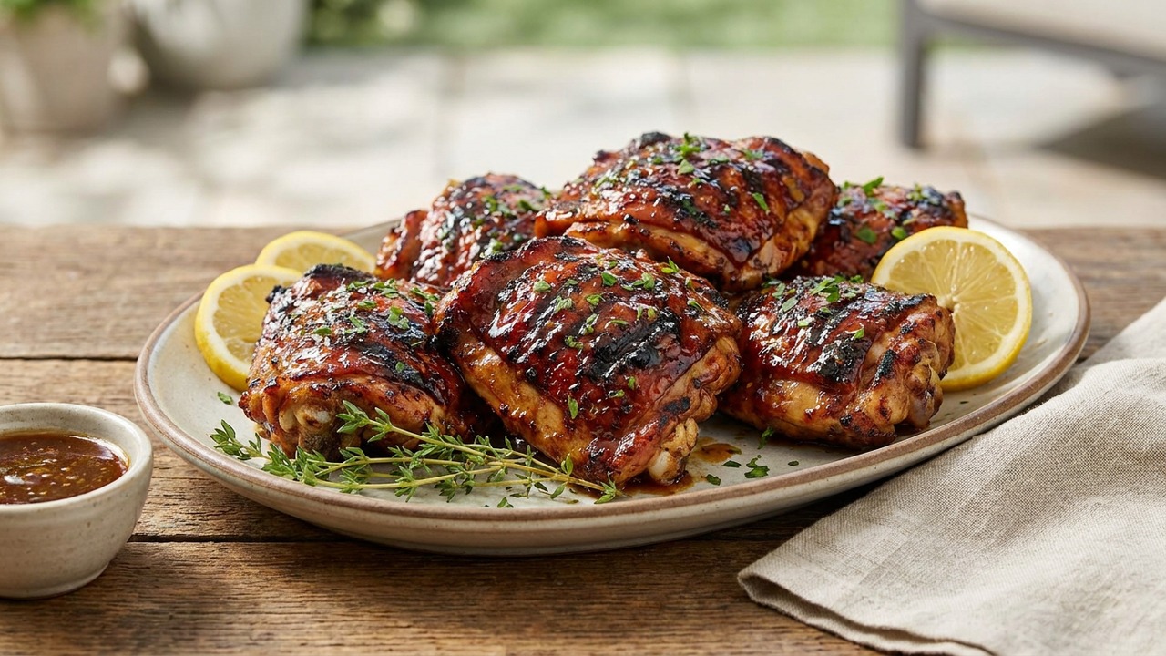 Maple Mustard Glazed Grilled Chicken Thighs (Sweet Savory Weeknight BBQ)