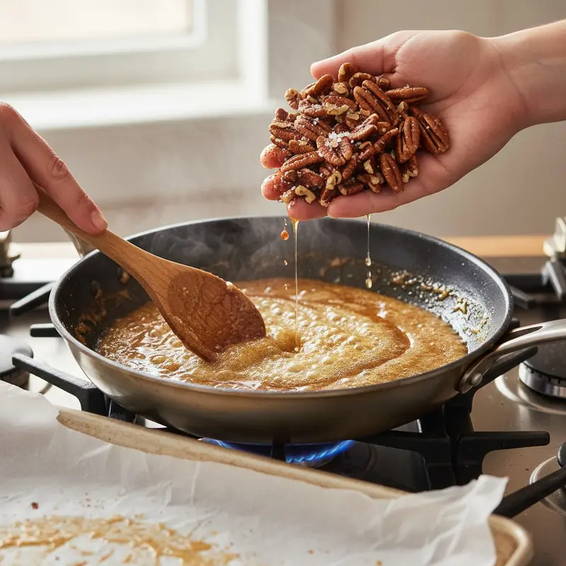 Make the candied pecans